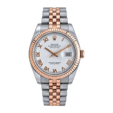 Rolex Datejust 36 Rose Gold 116231 White Roman