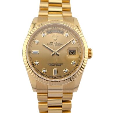 Rolex 118238 Day-Date President 18k Yellow Gold Diamond Dial Box & COA