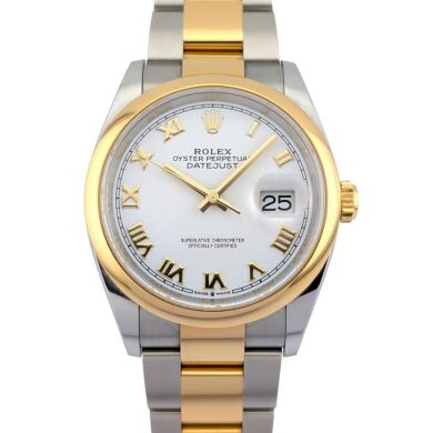 Rolex 126301 Datejust Two Tone White Roman Dial 41mm 2023 Box & Papers