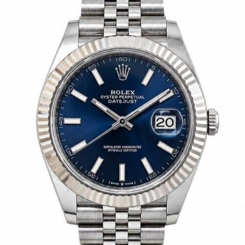 Rolex Datejust 41 BLUE STICK DIAL FLUTED JUBILEE 126334 (2025)