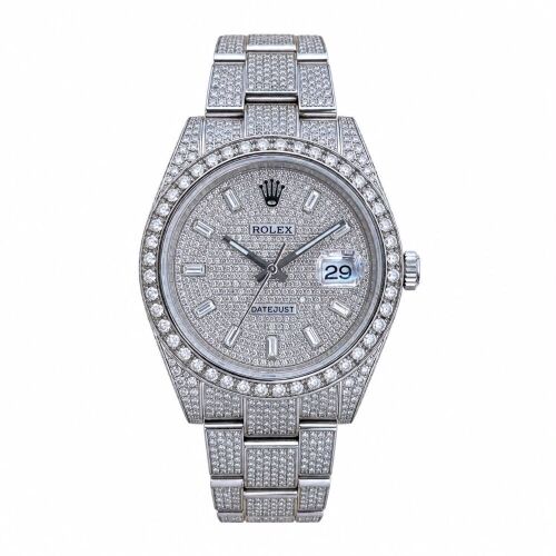 Rolex Datejust 41 Oyster Baguette Dial Custom Diamond Set