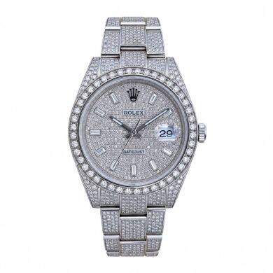 Rolex Datejust 41 Oyster Baguette Dial Custom Diamond Set