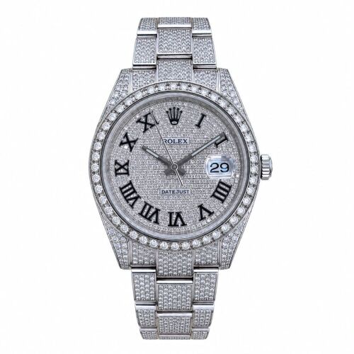 Rolex Datejust 41 Oyster Roman Dial Custom Diamond Set