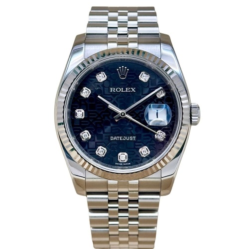 Rolex Datejust 36 Black Anniversary Diamond Dial 8K White Gold Ref 116234 2012 WHAT A DIAL!