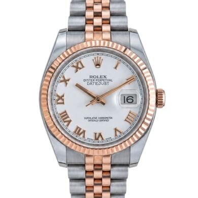 Rolex Datejust 36 Rose Gold 116231 White Roman