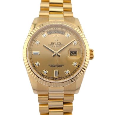 Rolex 118238 Day-Date President 18k Yellow Gold Diamond Dial 36mm