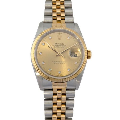 Rolex 16233G Datejust 36 Champagne Diamond Dial 36mm