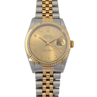 Rolex 16233G Datejust 36 Champagne Diamond Dial 36mm