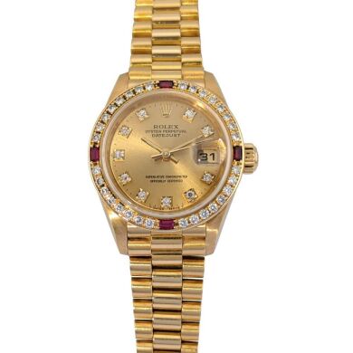 Rolex 69068G Lady-Datejust 18k Yellow Gold Factory Diamonds
