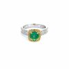 18k white gold Emerald and Diamond Ring Round Brilliant - 2