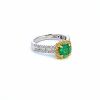 18k white gold Emerald and Diamond Ring Round Brilliant - 4