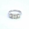 18k White Gold GIA Certified Three Asscher Diamond Ring - 3