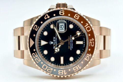 Rolex GMT Master II Rootbeer Everose Gold 2023 Box and Papers