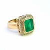 Emerald and Diamond ring 18k gold total of 27 Stones - 4