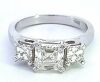 18k White Gold GIA Certified Three Asscher Diamond Ring - 2