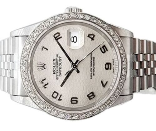 Rolex Datejust 36 1995 with aftermarket diamond bazel