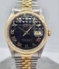 Rolex Datejust 36mm 18K Yellow Gold Two Tone 16233 Black Pyramid Dial 1991 - 2