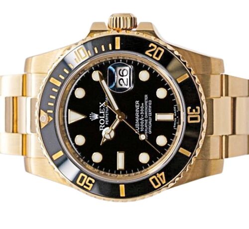 Rolex Submariner Date 18K Yellow Gold Ceramic Bezel 40mm 2010 Box and Papers