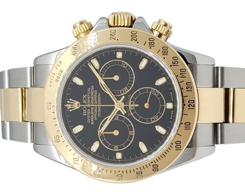 Rolex Daytona Two Tone Black 40mm 2001 K Serial Box & Papers