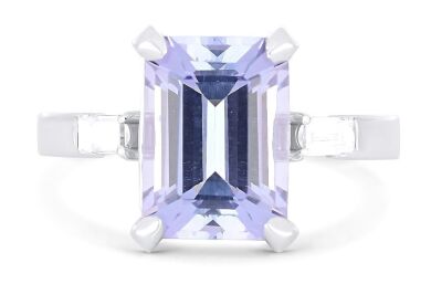 Retailer 18k white gold ring set with a 3.36ct natural tanzanite & 0.14cts of F/VS diamonds