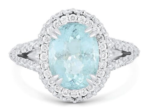 Retailer Liquidation with Valuation of $32,500 18k white gold ring set with a 3.10ct GIA certified Paraiba tourmaline & 1.23cts of F/VS diamonds