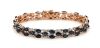 "Wholesaler Closing Down Must Be Sold" 14K Rose Gold, Blue Sapphire and Diamond, Decorative Triple Line Bracelet