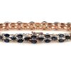 "Wholesaler Closing Down Must Be Sold" 14K Rose Gold, Blue Sapphire and Diamond, Decorative Triple Line Bracelet - 6