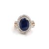 "Wholesaler Closing Down Must Be Sold" 14K Rose Gold, Blue Sapphire and Diamond, Double Halo Split Band Ring - 2