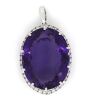 "Wholesaler Closing Down Must Be Sold" 14K White Gold, 26.02ct Amethyst and Diamond, Halo Cocktail Pendant