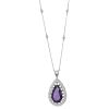 "Wholesaler Closing Down Must Be Sold" 14K White Gold, Amethyst, Topaz and Diamond, Halo Statement Necklace - 2