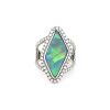 "Wholesaler Closing Down Must Be Sold" 14K White Gold, 6.69ct Natural Solid Black Lightning Ridge Opal and Diamond, Statement Ring - 2