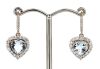 "Wholesaler Closing Down Must Be Sold" 14K Rose Gold, Aquamarine and Diamond, Heart Drop Earrings