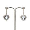 "Wholesaler Closing Down Must Be Sold" 14K Rose Gold, Aquamarine and Diamond, Heart Drop Earrings - 2